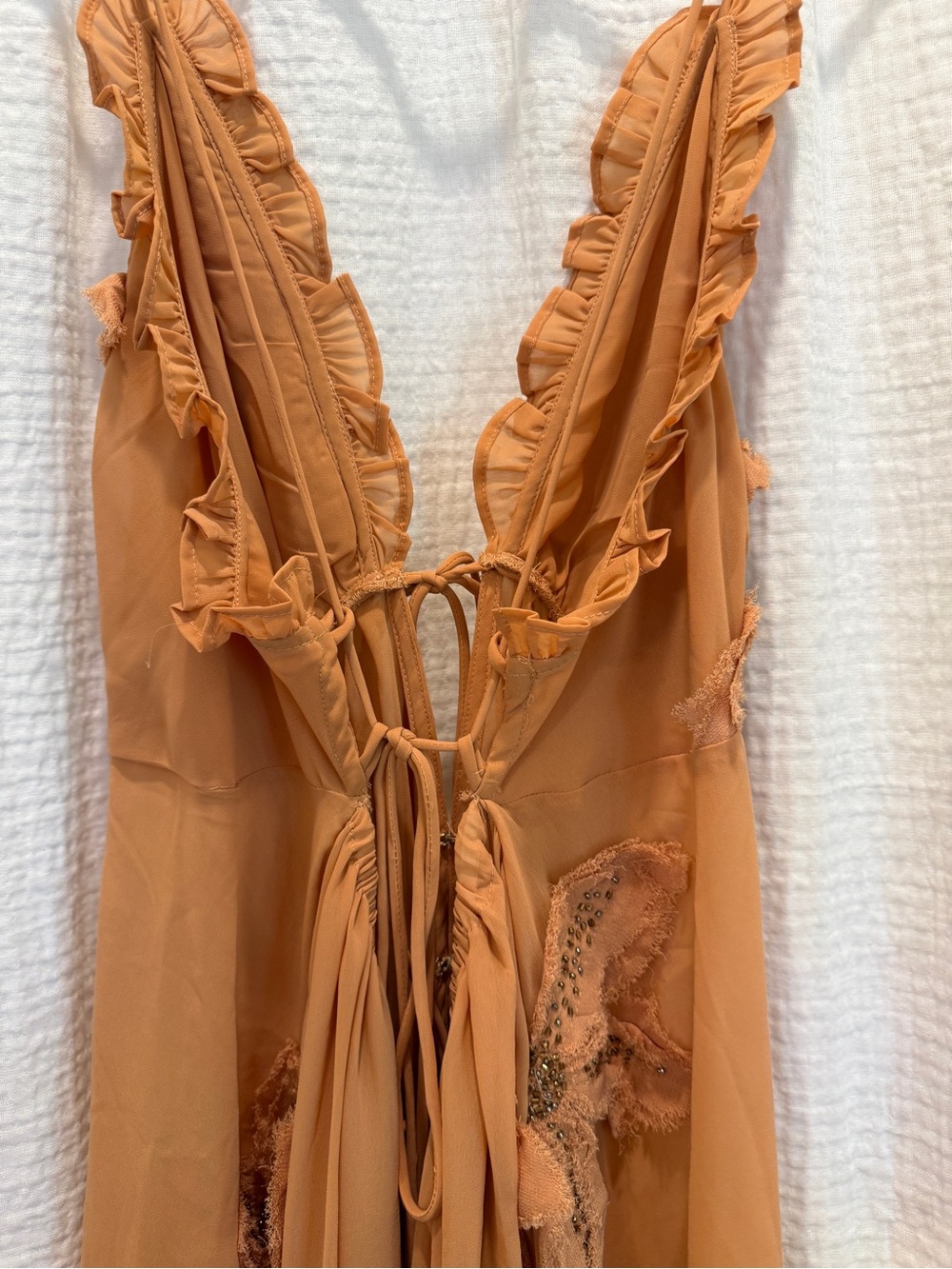 Free People Harlow Embellished Maxi Top High Low Dress - Orange - Size XL - Picture 12 of 13